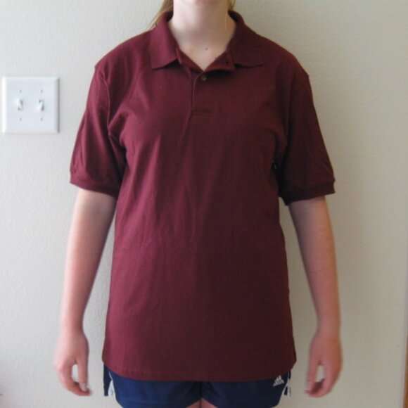HANES UNISEX MEN'S SIZE SMALL (34 - 36) BURGUNDY POLO / GOLF SHIRT WOMEN'S NWT - Picture 4 of 10